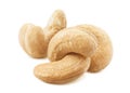 Roasted cashew nut group isolated on white background