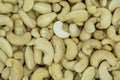 Roasted cashew nuts. Texture of nuts. Top view