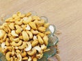 Roasted cashew nuts top view Royalty Free Stock Photo