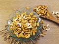 Roasted cashew nuts top view Royalty Free Stock Photo