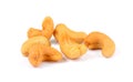 Roasted cashew nuts whith salt on white background Royalty Free Stock Photo