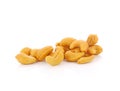 Roasted cashew nuts whith salt on white background