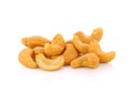 Roasted cashew nuts whith salt on white background Royalty Free Stock Photo