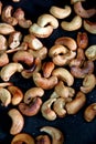 Roasted cashews in the pan. Royalty Free Stock Photo