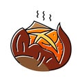 roasted chestnut autumn season color icon vector illustration