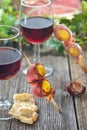 Roasted chestnuts with bacon and wine Royalty Free Stock Photo