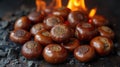 Roasted Chestnuts Cooking Over Smoky Open Fire Outdoors Royalty Free Stock Photo