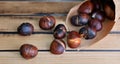 Roasted chestnuts  in a papaer bag Royalty Free Stock Photo