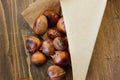 Roasted chestnuts in paper cornet Royalty Free Stock Photo
