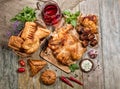 Roasted Chicken And Bakery Royalty Free Stock Photo