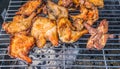 Roasted chicken on barbecue grills