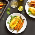 Roasted chicken breast with carrots