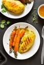 Roasted chicken breast with carrots