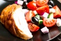 Roasted chicken breast with vegetables in plate close up Royalty Free Stock Photo