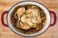 Roasted chicken in crockpot Royalty Free Stock Photo