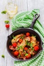 Roasted chicken fillet, cooked with mushrooms, garlic, paprika and olive oil. Royalty Free Stock Photo