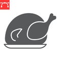 Roasted chicken glyph icon Royalty Free Stock Photo