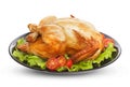 Roasted chicken isolated on white background Royalty Free Stock Photo