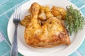 Roasted chicken leg and sauteed potatoes