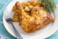 Roasted chicken leg and sauteed potatoes