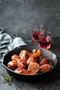 Roasted chicken legs in cast iron skillet Royalty Free Stock Photo