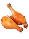 Roasted chicken legs isolated on transparent background. Clipping path included.