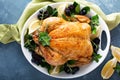 Roasted chicken for holiday or sunday dinner