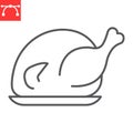 Roasted chicken line icon Royalty Free Stock Photo