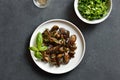 Roasted chicken liver with mushrooms Royalty Free Stock Photo