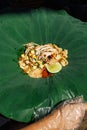 Tasty Roasted Chicken Padthai served on lotus leaf