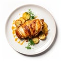 Layered Lines: Chicken And Potatoes Plate With High-key Lighting