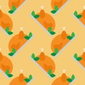 roasted chicken or turkey seamless pattern vector illustration Royalty Free Stock Photo