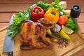 Roasted chicken and various vegetables Royalty Free Stock Photo