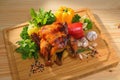 Roasted chicken and various vegetables Royalty Free Stock Photo