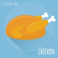 Roasted chicken vector icon Royalty Free Stock Photo