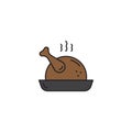 Roasted chicken vector icon isolated on white background Royalty Free Stock Photo