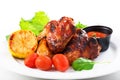 Roasted chicken wings and salad Royalty Free Stock Photo