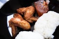 Roasted chicken wings with sticky rice