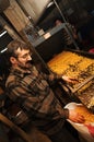 Roasted chickpea factory and workers in Acipayam, Denizli, Turkey