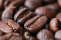 roasted coffee bean background extrime macro close up, top view Royalty Free Stock Photo