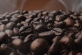 Roasted coffee bean with water steam