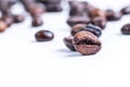 Roasted coffee beanon white Royalty Free Stock Photo