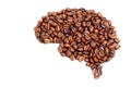 Roasted Coffee Beans Arranged into a Human Brain Shape Royalty Free Stock Photo