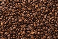 Roasted coffee beans background. Top view. Space for text Royalty Free Stock Photo
