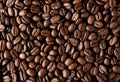 Roasted coffee beans, beautiful horizontal food background. Flat lay
