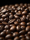 Roasted coffee beans on a black background Royalty Free Stock Photo