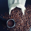 Coffee beans and holder Royalty Free Stock Photo