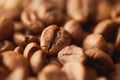 Roasted coffee beans close up. Espresso dark, aroma, black caffeine drink. Royalty Free Stock Photo