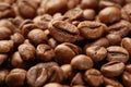 Roasted coffee beans close up. Espresso dark, aroma, black caffeine drink. Royalty Free Stock Photo