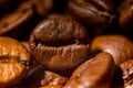 Roasted coffee beans close-up macro photo Royalty Free Stock Photo